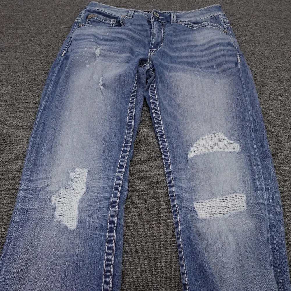 Salvage Supply Company Jeans Mens 34x34 Blue Med Wash Mayhem Straight Stretch